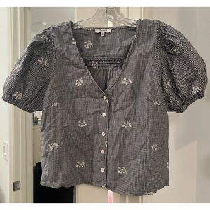Madewell lightweight flannel embroidered top
